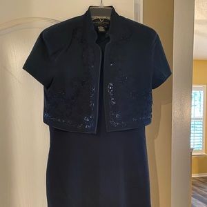 August Silk Navy Dress w Jacket